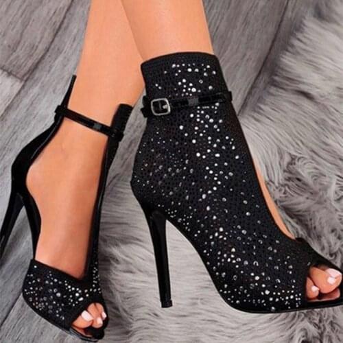 Woman Pumps Sexy Stiletto High Heels Ladies Sandals Peep Toe Buckle Strap Spring Summer Shoes Fashion Party Plus Size 2021