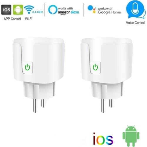 16A WiFi Smart Plug Socket With Power Energy Monitor Timing EU Multi Plug Tuya APP Control Works With Alexa Google Assistant