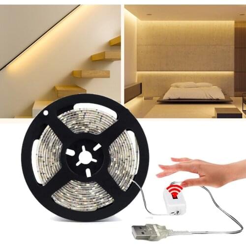 Smart Hand Sweep Sensor LED strip light Flexible USB LED Strip Wall lamp 5V Diode Tape For TV Backlight mirror Lighting decor