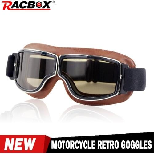Universal Motorcycle Goggles Motorbike Glasses Helmet Goggles Adjustable ABS PC Leather For Motorcycle Driver Scooter Biker