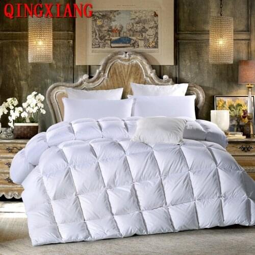 14 Colors Plus Size Spring Autumn Solid Duvet Quilt 95% White Core Quilt Cotton Thickened Warm Winter Goose Down Quilt