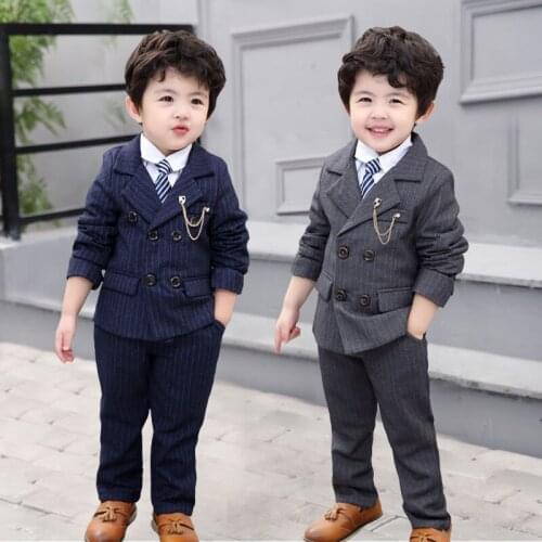 Japan Boys Jacket Pants 2Pcs Clothing Set Gentleman Kids Formal Wedding Suit School Children Performance Graduation Dress