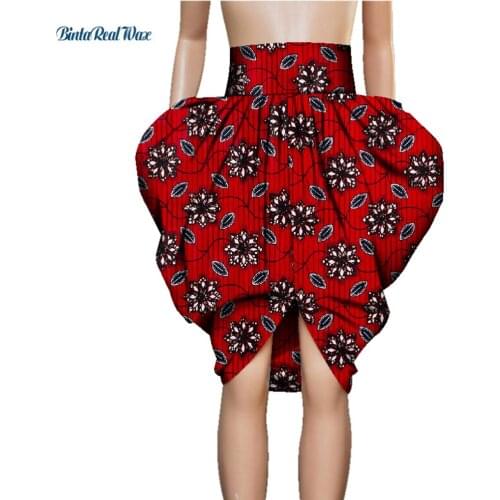 2020 African Print 100% Cotton Skirts for Women Bazin Riche Dashiki Women Pocket Knee-length Skirts Africa Design Clothing WY334