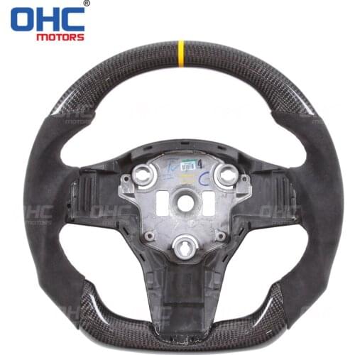 100% Real Carbon Fiber Steering Wheel compatible for Tesla Model 3