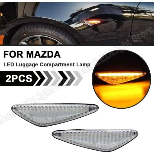 2Pcs For Mazda MX-5 Miata ND RX-8 6 Atenza GH 5 Premacy CW Fiat 124 Spider Clear LED Side Marker Turn Signal Lamp Light Repeater