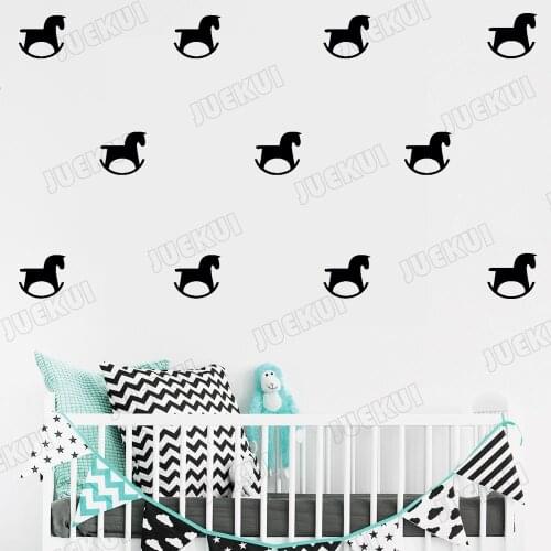 Rocking Horse Lovely Pattern 30 Pcs Wall Stickers for Nursery Babies Bedroom Vinyl Wallpaper Decals Playroom Background TA339