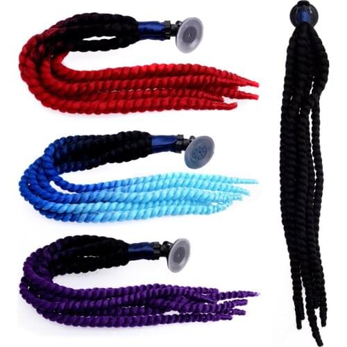 60cm Gradient Ramp Helmet Sucker Removable Braids Ponytail Pigtails Hair Dreadlocks for Motorcycle Bike Universal