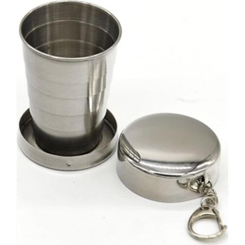 75ML Stainless steel folding cup stainless steel folding retractable cup folding cup blackjack cup Teacups Teaware folding glass