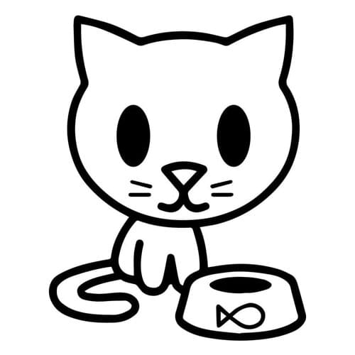 8.9CM*11.4CM Kitten With Food Bowl Vinyl Decal Car Sticker Cat Feline Hungry Pet Love Black Silver for Focus Stickers