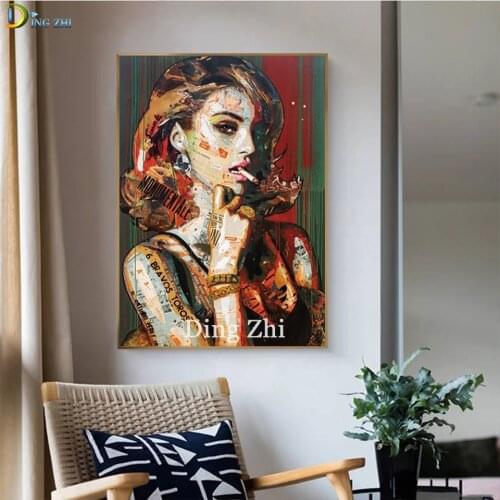 5D Diamond Painting Fashion Women Smoking Cross-Stitch Kit Paint By Number Beauty Girl Abstract Rhinestone Full Drill Handmade