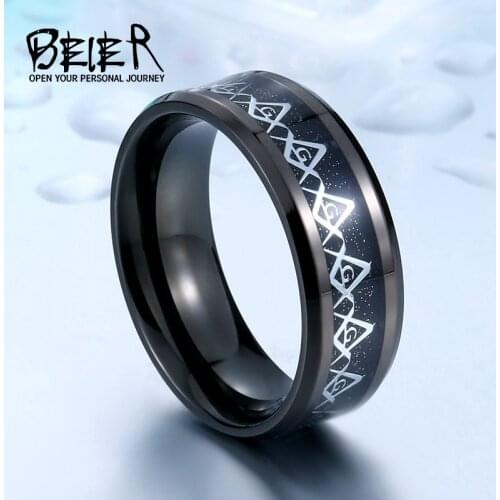 Beier new store 316L Stainless Steel ring David of star splendid pentacle ring for men Fashion jewelry LLBR-R058R