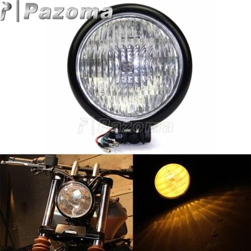 Black Motorcycle Vintage 4.5" H4 Headlight Retro Front Headlamp For Harley Old School Bobber Chopper Cafe Racer Sportster Custom