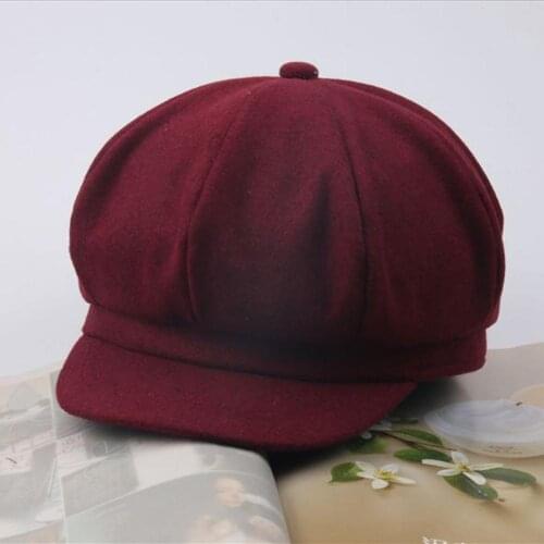 Caps Fashion Kids Adult Unisex Solid Color Octagonal Peaked Cap Painter Beret Hat