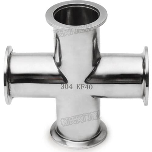 KF-10/16/25/40/50 Vacuum Tri Clamp Cross 4 Ways SUS304 Stainless Sanitary Pipe Fitting Beer Brewing Diary Product