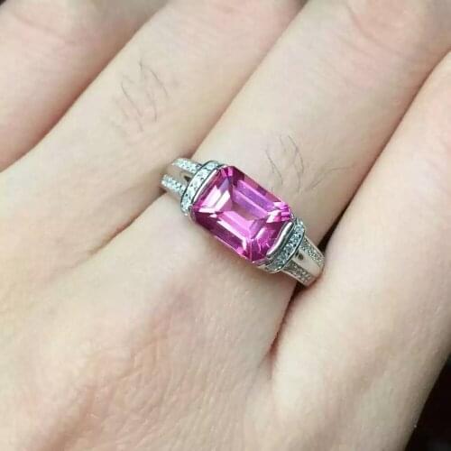 Natural red topaz stone Ring Natural gemstone Ring S925 sterling silver trendy Luxury square thick womens party fine Jewelry