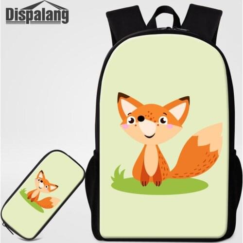 2 PCS Bag Set Cartoon Fox Lion Bear Unicorn School Backpack With Pencil Case Children 16 Inch Schoolbags Girl Boy Daily Bagpack