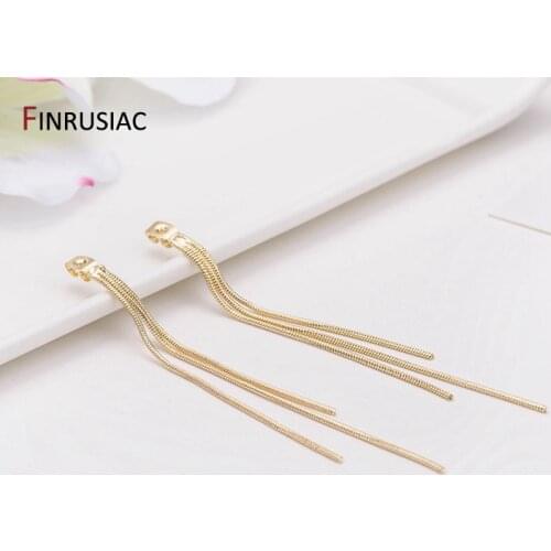 DIY Making Earrings Findings 14k Gold Plated Brass Tassel Chain Earring Backs Stopper Earnuts Accessories