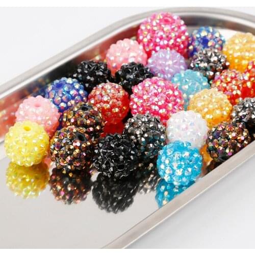 Colorful 12/14/16/18/20MM Resin Rhinestone Beads For Kids Chunky Fashion Jewelry Beads Necklace Making