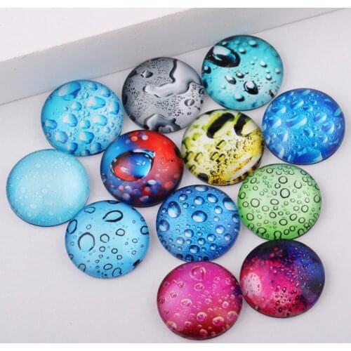Reidgaller mixed water drop photo round cabochons 18mm 20mm 14mm 12mm 10mm handmade glass jewelry cameo findings