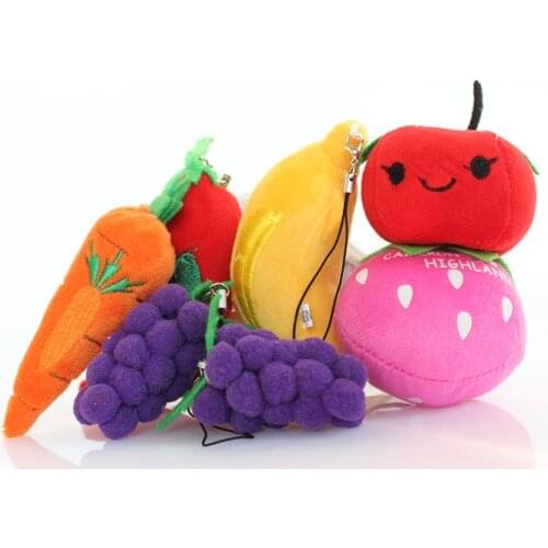 Kawaii Little 6-8CM Vegetables Toys Fruits dolls string pendant Plush Toy novelty summer plush gifts