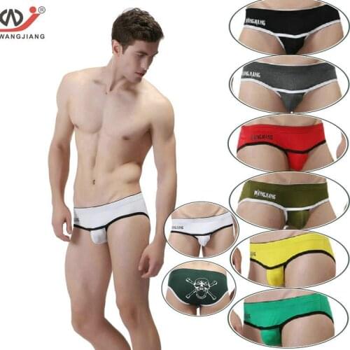 WJ Mens Underwear Sexy and Comfortable Low-waisted Cotton Briefs Pirate Printing U convex design