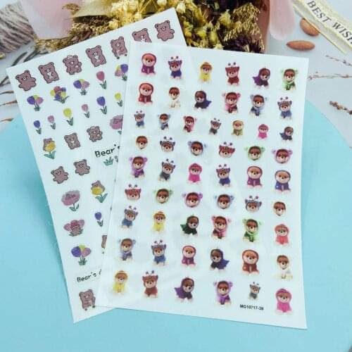DIY Japanese Style Fashion Hot Selling Nail Stickers Thin Light Traceless Dry Nail Decals Cute Bears& Dogs Nail Foils Manicure