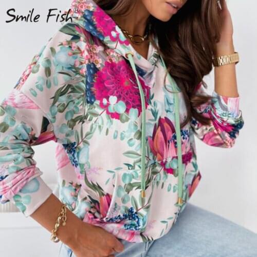 New Female Hoodies Coat Outwear Winter Lady Pullovers Floral Printed Women Sweatshirts Jackets Autumn Casual Hooded Coats G2989