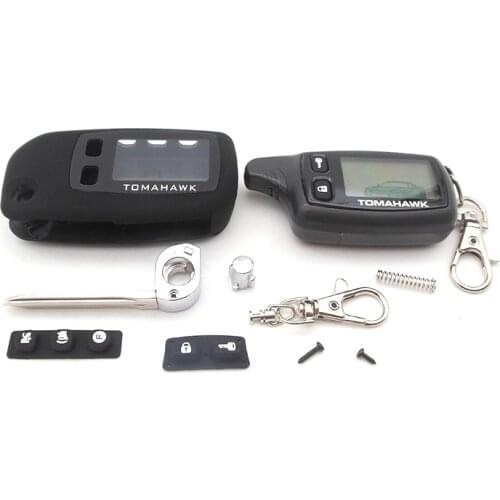 New case for Tomahawk TW9010 uncut blade fob case cover folding car flip remote + TW 9010 keychain Lcd two way Auto alarm