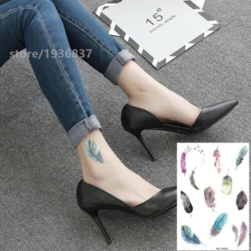 Nu-TATY Waterproof Temporary Tattoo Sticker 5 set Interesting style Retro Style Sexy colorful feathers colorful bird feathers
