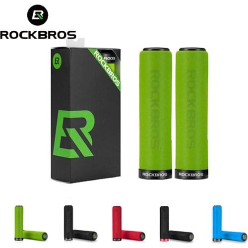 ROCKBROS Cycling Handlebar Bicycle Grips MTB Silicone Sponge Handlebar Grips Anti-skid Shock-absorbing Soft Bike Grips Ultraight