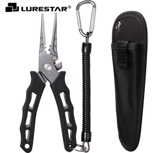 Lurestar 420 Stainless Steel Fishing Pliers Tungsten Carbide Braid Cutters Crimper Hook Remover Saltwater Resistant Fishing Gear