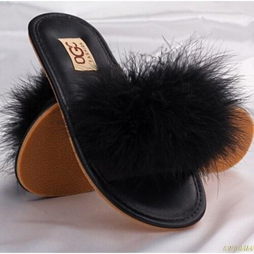 New women spring plush slippers 2020 ms flat bottom antiskid indoor all-around comfortable sandals outdoor leisure sandals