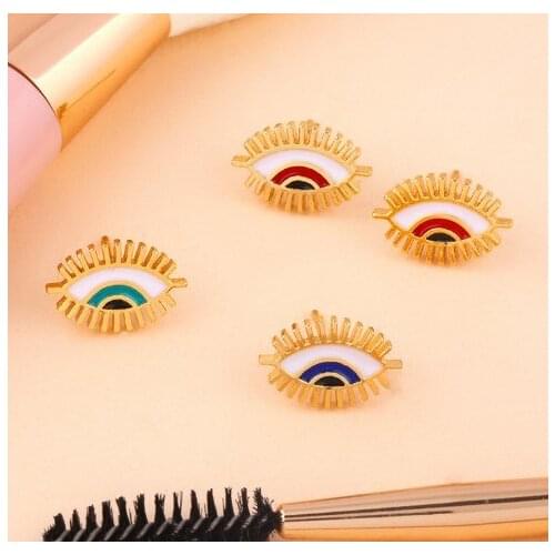 Evil eye multicolor Brass micro pave cz zircon cubic zirconia drop Hoop Earrings studs copper gold plated crystal rgw2