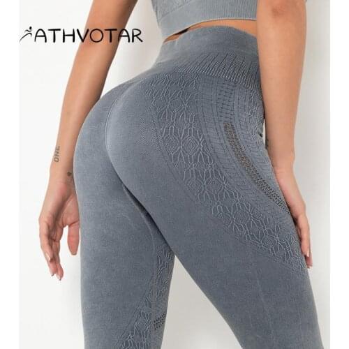 ATHVOTAR Fitness Sport Leggings Sexy Peach Hip High Waist Hip Lift Printed Running Yoga Pants Seamless Gym Clothing