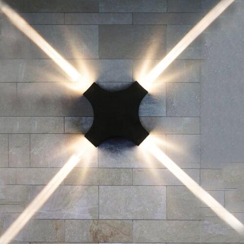 Thrisdar 12W Cross Star LED Wall Lamp Cross Narrow Beam Outdoor Waterproof Wall Porch Light Villa Hotel Exterior Wall Light