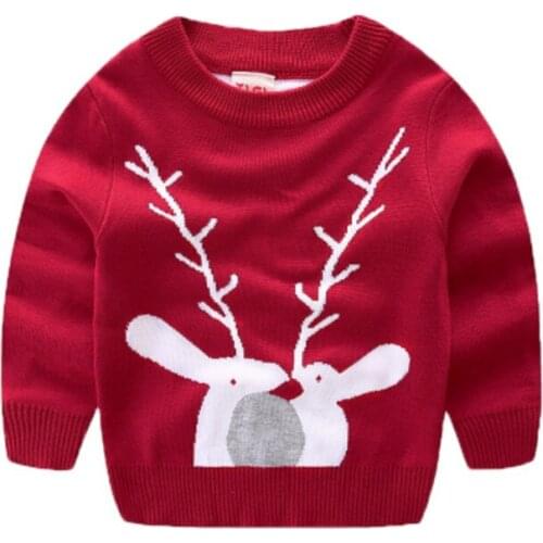 Boys girls kids sweater Fawn Print knitted bottoming shirts unisex winter autumn pullovers warm outerwear sweaters For Christmas