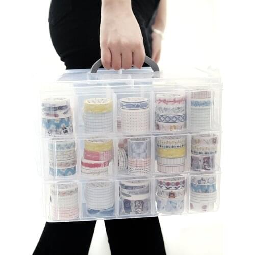 Three-layer Storage Box Transparent Storage Box For Tape Washi Tape Sticker Sundries Pens Diary Stationery