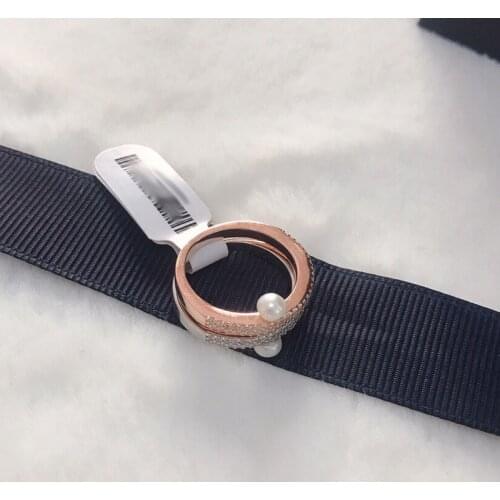 UMGODLY Luxury Brand Rose Gold Color Double Circles Cuff with Zircon Loops Bangle Women Luxury Brand Jewelry