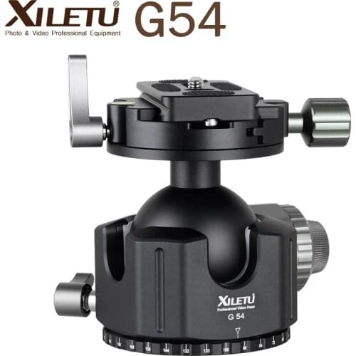 XILETU G-54 Profesional Double Panorama Camera Tripod Ball Head Aluminum Ballhead with Quick Release Plate for ARCA-SWISS DSLR