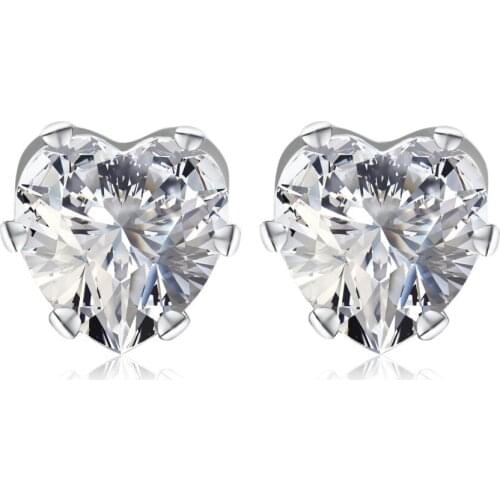 Heart Shape 6mm Cubic Zirconia Stud Earring For Women Tiny Cute CZ Female Earring For Girls Jewelry Gift Charming