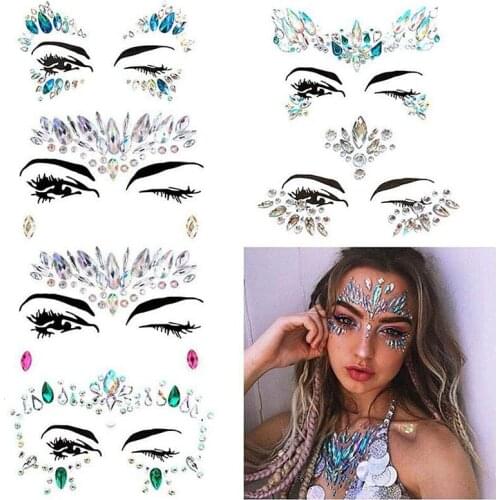 1set Temporary Rhinestone Glitter Stickers Body Art Face Jewels Gems Night Club Body Arms Jewels Flash Beauty Makeup Tools