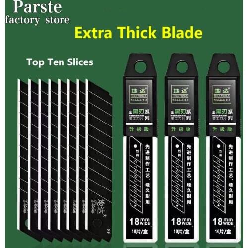 100-50PCS Stainless Steel Utility Knife Blade 100mm*18mm Black DIY Tool Replace The Carving Blade For Student Office Stationery