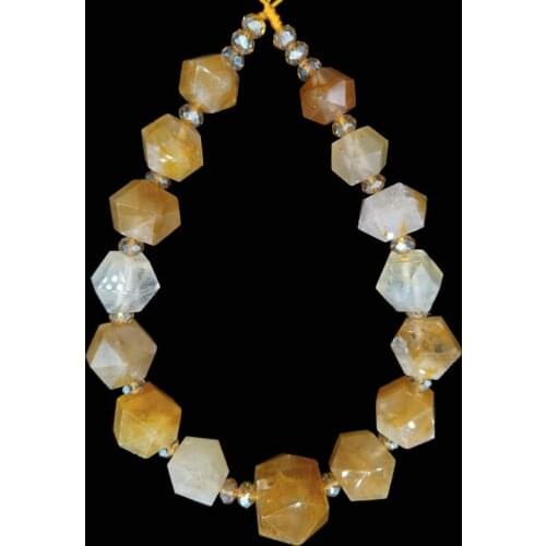 15-25 X18-30mm Wholesale Natural Gemstone Citrine crystal Quartz Column Hexagonal Bead Strands for Jewelry DIY
