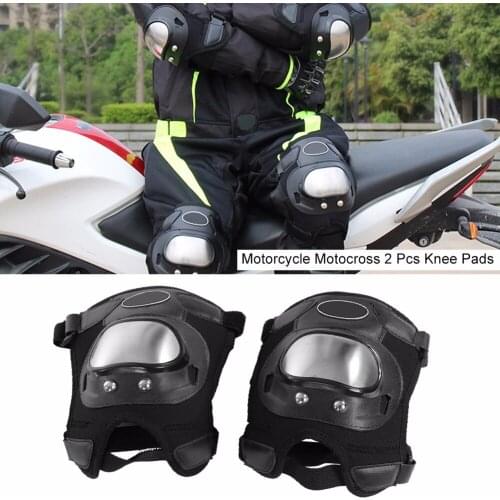 2 Pcs Stainless Steel Motorcycle Motocross ATV Adults Knee Pads Shin Guard Protective Armor Set Sports Protective Gear Universal