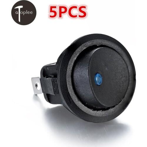 5PCS 12V Mini Car Auto Blue LED Light Round Rocker Toggle Switch ON-0FF 3 Pins Power Push Button Switch