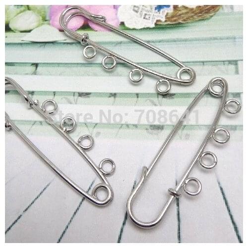 50x15mm Kilt Pins Blank Base Brooches Clip Pins with 4 Loops Safety-pins DIY Findings Multi-color Plated