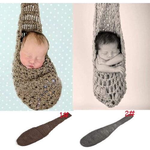 Free Shipping Newborn Photography Props Comfortable Handmade Knitted Hammock Cocoon Infant Toddler Crochet Costume Outfit