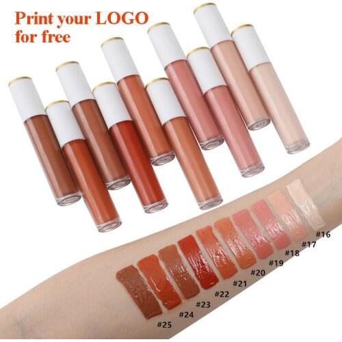 50pcs Customize Your LOGO High Quality Waterproof Makeup 25 Colors Shiny Lipgloss OEM Liquid Gloss Vegan Glossy Clear Wholesale