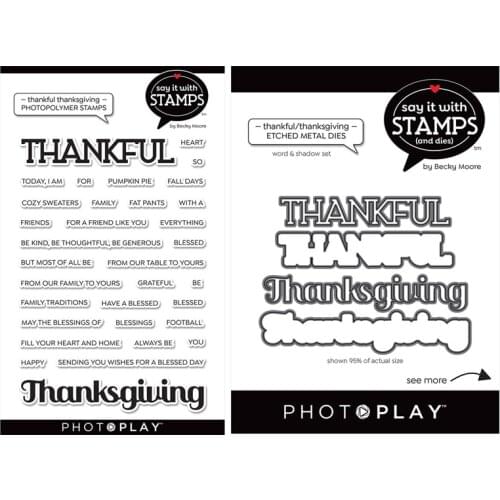 CH 2020 New Arrival THANKFUL THANKSGIVING Metal Cutting Dies and stamps DIY Scrapbooking Card Stencil Paper Craft Handmade