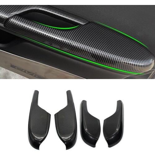 For Honda Civic 10th Gen 2016 2017 2018 2019 2020 4pcs Car Carbon Texture Interior 4pcs Door Panel Armrest Cover Protector Trim